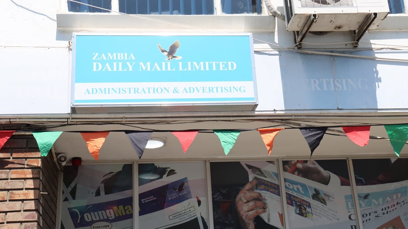 The Zambia Daily Mail entrance sign above the doorway